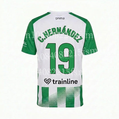 2026/27Men Green White Striped Soccer Jersey Short Sleeve Quick Dry Football Shirt Breathable Sports Shirt Team Training Uniform