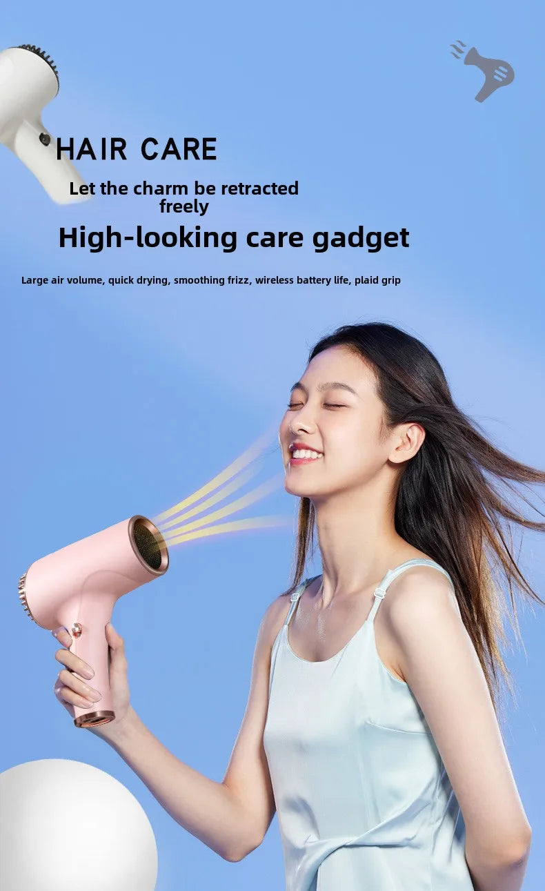 Wireless Portable Hair Dryer Professional Blow Dryer With Overheat Protection Mini Hair Dryer High power negative ion hair dryer