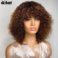 Jerry Curly Short Pixie Bob Cut Human Hair Wigs With Bangs For Women Wear To Go Peruvian Highlight Honey Water Wave Wigs