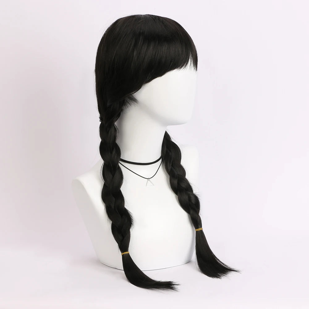 26 Inch Synthetic Black Braided Wig Hair With None Lace For Party Cosplay Daily Use Music Festival Christmas Halloween