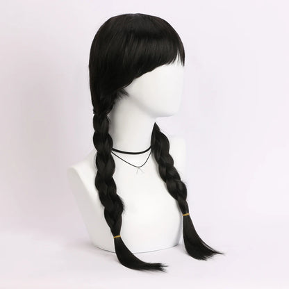26 Inch Synthetic Black Braided Wig Hair With None Lace For Party Cosplay Daily Use Music Festival Christmas Halloween