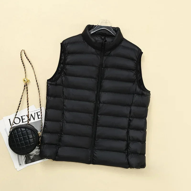 Plus Size 6XL 7XL 8XL Women Sleeveless Down Jacket 2024 New Autumn Winter Female Ultra Lightweight Packable Down Vest Coat