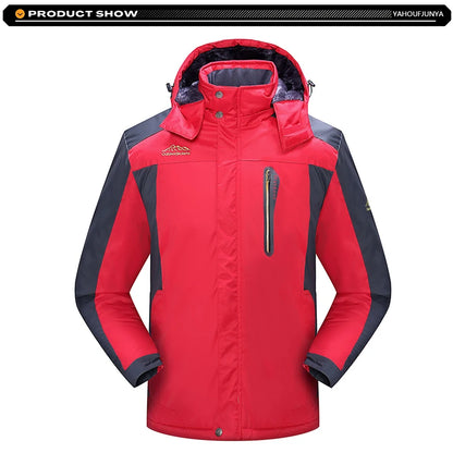 9XL New Winter Men Outwear Fleece Warm Removable Hooded Jacket Men Outdoor Skiing Windbreaker Waterproof Casual Jacket Coat Male