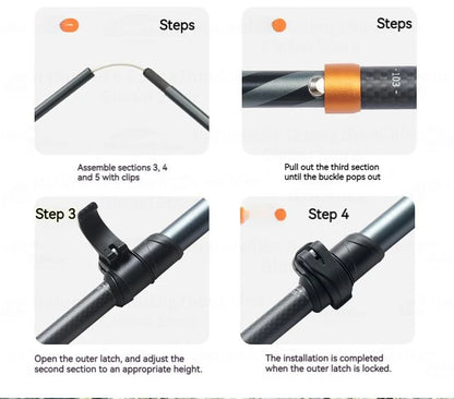 Naturehike 5-Section Walking Stick Pole Carbon Fiber Aluminum Alloy Folding Teleskopic Ultralight Trekking Hiking Canes UL Pro