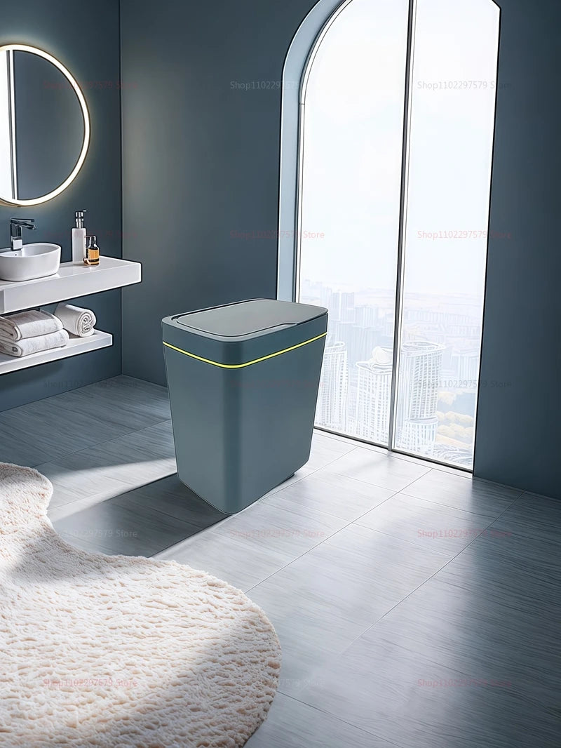 15L contactless smart sensor trash can automatically bag electronic waste trash can touchless bathroom kitchen white smart home