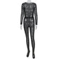 Sexy Streetwear Me See-tough Long Sve Set Pure Color round Ne Fitted Sle for Young Women 8-35 Summer Collection