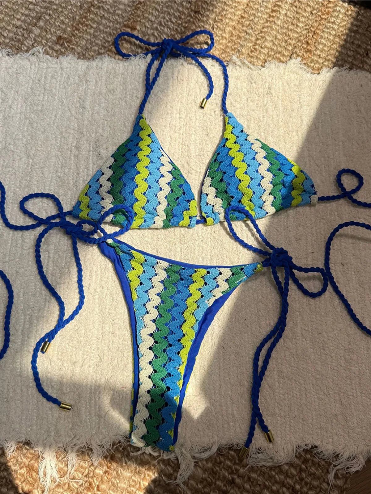Colorful Halter Bikini Women Swimwear Female Swimsuit Two-pieces Bikini set High Leg Cut Padded Bather Bathing Suit Swim V6991