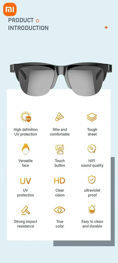 Xiaomi Smart Sunglasses Glasses Bluetooth Call Outdoor Sports Headphones HIFI Blue Light Waterproof Anti-UV For Men And Women