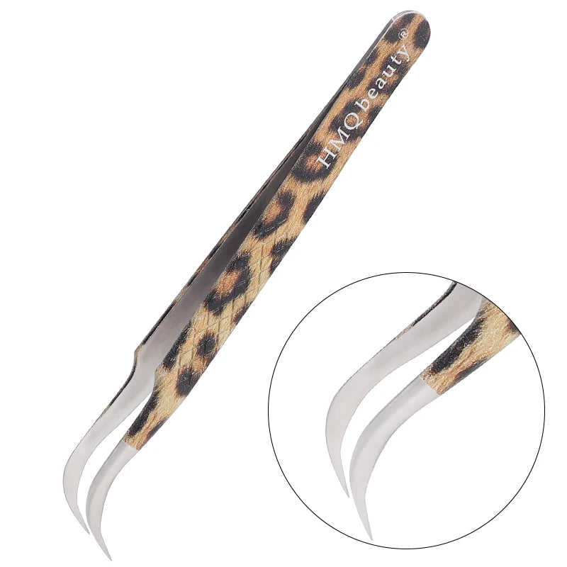 Leopard Eyelash Tweezers Stainless Steel High Quality Lash Tweezer For Lashes Extension Anti-Static 3D Accurate Clip Makeup Tool