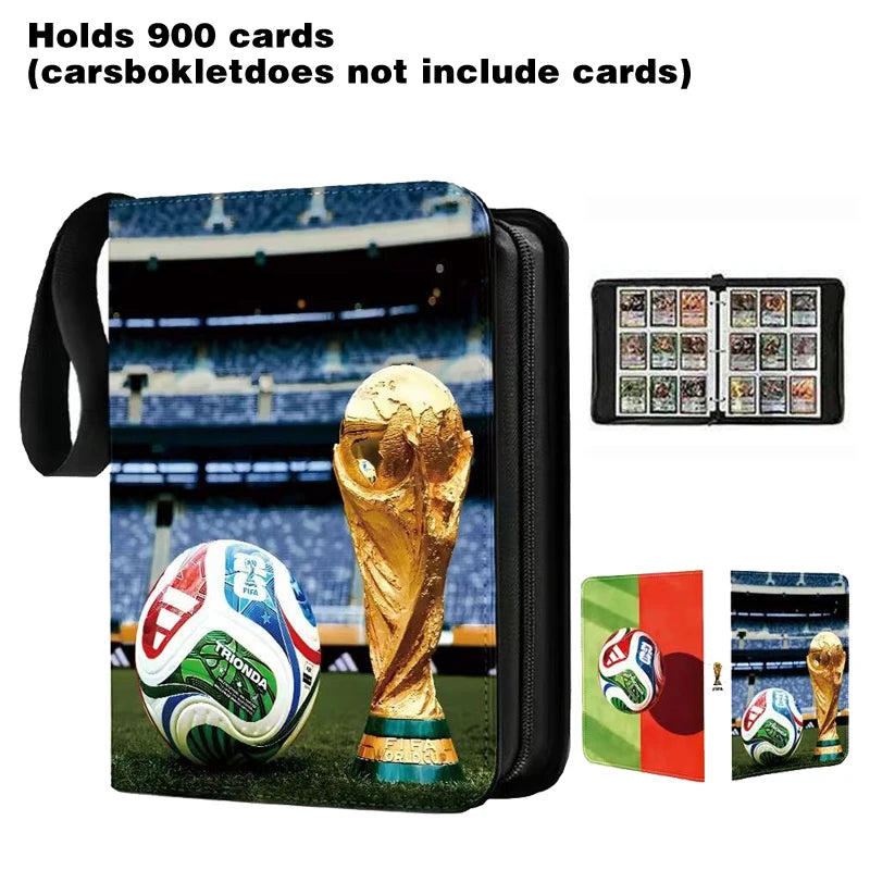 2026 World Cup Football Star Ronaldo Messi Mbappé 400/900pcs Album Book Folder Card Slots Collections Zipper Card Binder Holder