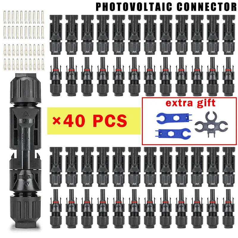 200/100/40/20/10 Pcs Photovoltaic Solar Connectors - 1000V 30A, 2.5/4/6mm² for PV/MC Cable, Panel Connectors Kit