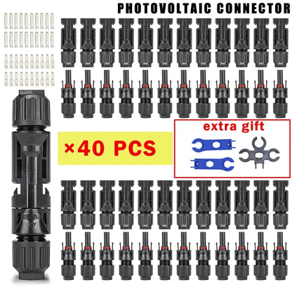 200/100/40/20/10 Pcs Photovoltaic Solar Connectors - 1000V 30A, 2.5/4/6mm² for PV/MC Cable, Panel Connectors Kit