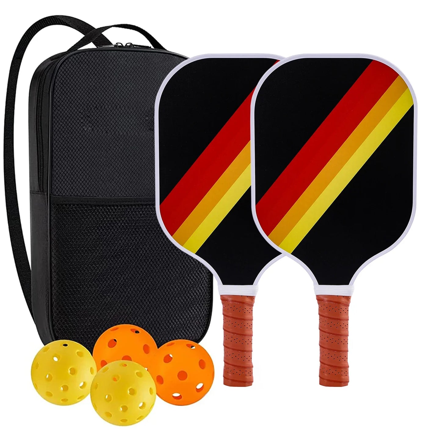 Graphite Pickleball Paddles Set of 2 USAPA Approved Carbon Fiber Surface Anti-Slip Sweat-Absorbing Grip Portable Carry Bag