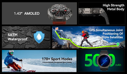 New T-Rex3 GPS Smart Watches 2025 for Xiaomi IOS Military Smartwatch Men 10ATM Waterproof 170 Sport Modes Built-in GPS BT Call