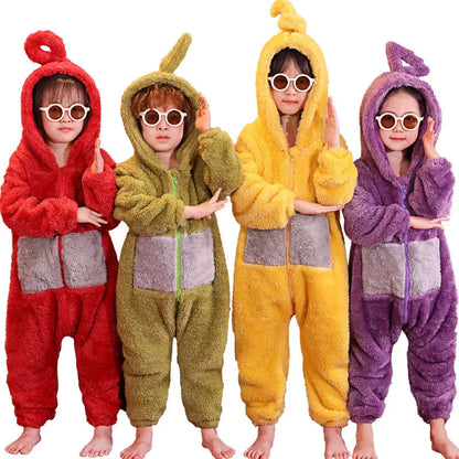 Adult Kids Costume Home 4 Colors Funny Tinky Winky Anime Tele baby tubbies Laa-Laa Po Soft Long Sleeves Piece Pajamas Costume