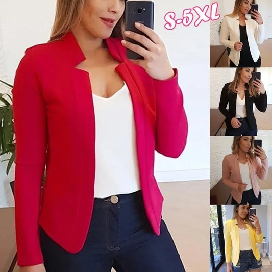Women Thin White Blazers Spring 2025 Female Summer Blazer Long Sleeve Open Stitch OL Womens Slim Coats Femme Ladies Black Tops
