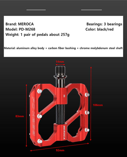 MEROCA Bicycle Pedal 3 Bearing Non-Slip Mtb Pedals Sealed Three Bearing Aluminum Alloy Mountain Bike Pedal Cycling Accessories