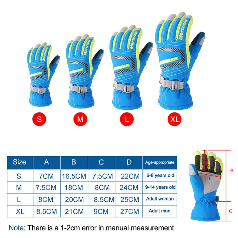 Outdoor Sport  Skiing Gloves Windproof Men Women Kids Winter Warm Ski Gloves Mittens Waterproof Skiing Breathable Air S/M/L/XL
