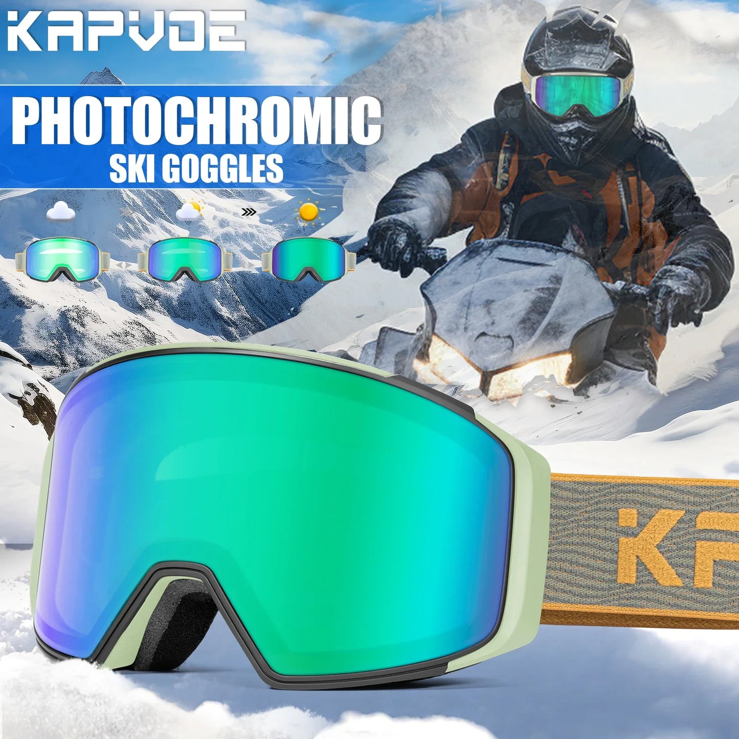 KAPVOE Outdoor Sports Ski Glasses Anti-fog High Definition Magnetic Lens UV400 Protection Ventilation Ski Glasses Man Woman