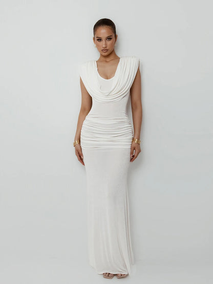 Sisterlinda Ruched Elegant Velvet Dress Women Swing Collar Classic Sexy Fashion Solid Skinny Evening Cocktail Party Long Bodycon