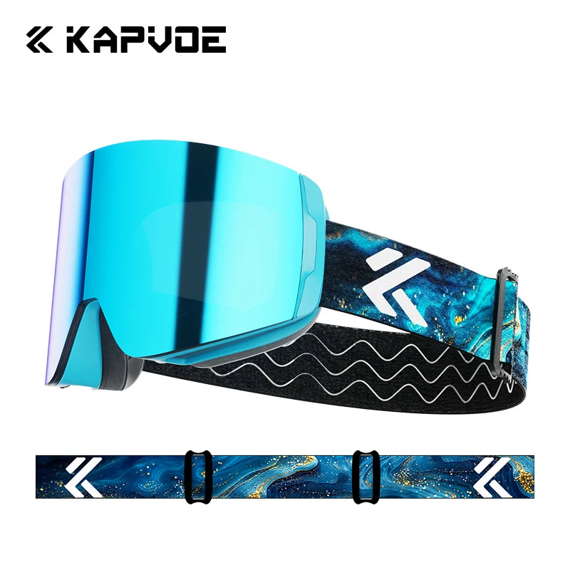 Kapvoe Photochromic Ski Goggles Magnetic Anti-Fog Lenses UV400 Protection Men Women Ski Goggles Winter Sports Eyewear