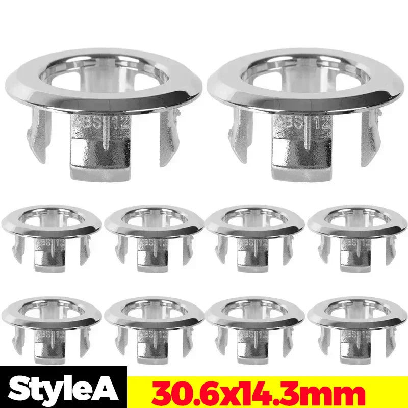 24/1Pcs Faucet Wash Basin Overflow Ring Sink Overflow Cover Home Kitchen Bathroom Basin Trim Bath Sink Round Hollow Ring Plug