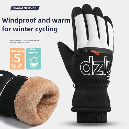 Winter Ski Gloves Fleece-lined Thickened Outdoor Riding Waterproof Windproof Non-slip Touchscreen Warm Gloves for Men and Women