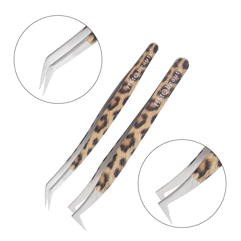 Leopard Eyelash Tweezers Stainless Steel High Quality Lash Tweezer For Lashes Extension Anti-Static 3D Accurate Clip Makeup Tool
