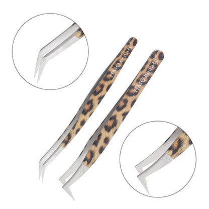 Leopard Eyelash Tweezers Stainless Steel High Quality Lash Tweezer For Lashes Extension Anti-Static 3D Accurate Clip Makeup Tool