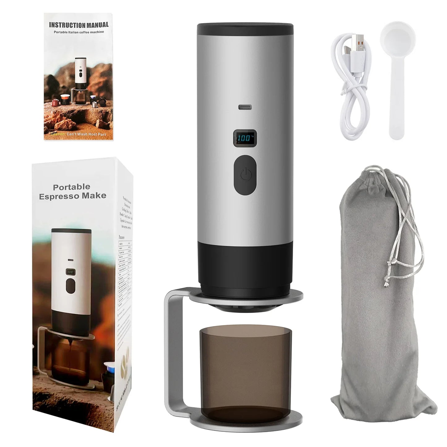Xiaomi Youpin Coffee Machine Wireless Electric Portable Espresso Coffee Machine Camp Digital Display Capsule Powder Coffee Maker