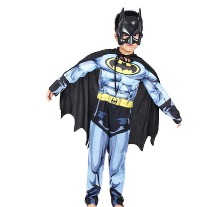 Cartoon Heroes Cosplay Costumes Boys Jumpsuit Bat Costume Set With Cardigan Mask Men Halloween Carnival Girls Party Gifts