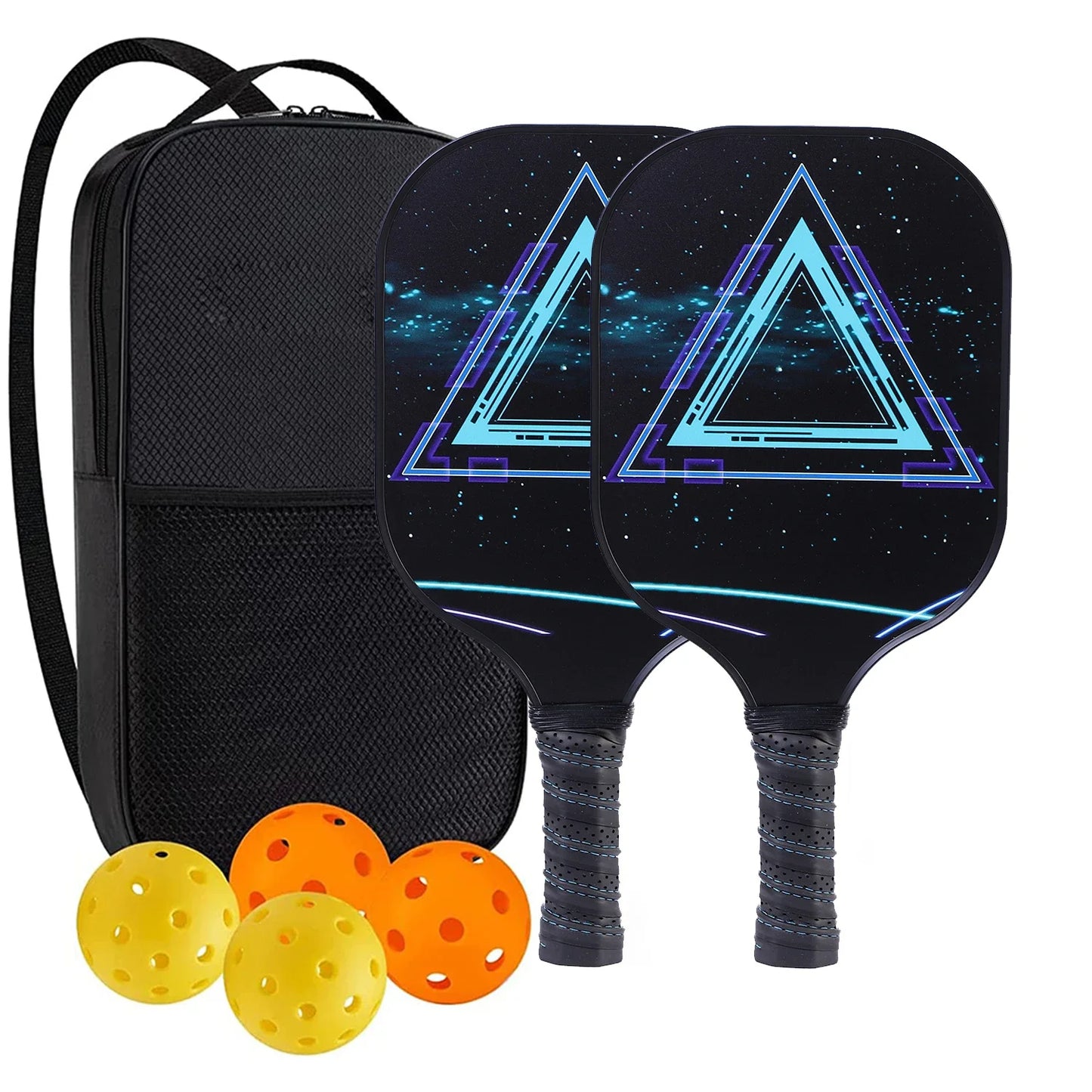 Graphite Pickleball Paddles Set of 2 USAPA Approved Carbon Fiber Surface Anti-Slip Sweat-Absorbing Grip Portable Carry Bag