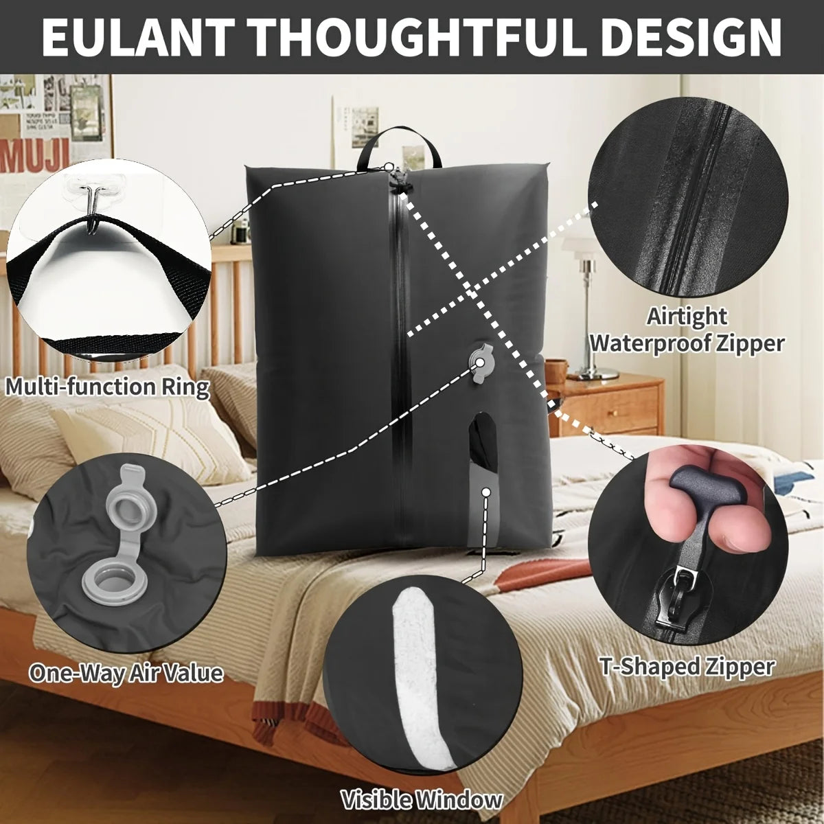 1/2pcs Luggage Vacuum Compression Bag Compression Storage Bag Reusable Travel Vacuum Sealed Bag for Travel Business Trips