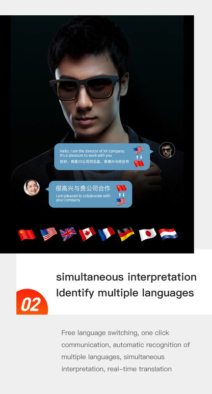 2025 E13PRO New Smart Glasses AI Translation Glasses Bluetooth Audio Glasses Bluetooth Earphones 15 Day Standby