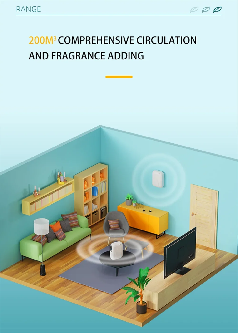 Coverage 200m³ Scent Machine Hotel Aroma Diffuser Wall Mounted Essential Oil Diffuser For Home Fragrance Bluetooth APP Control