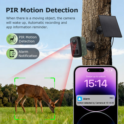 UBOX 5MP Mini 4G Solar Camera Outdoor WiFi Surveillance Camera Camouflage Wildlife Cam CCTV PIR Detection Color/IR Night Vision