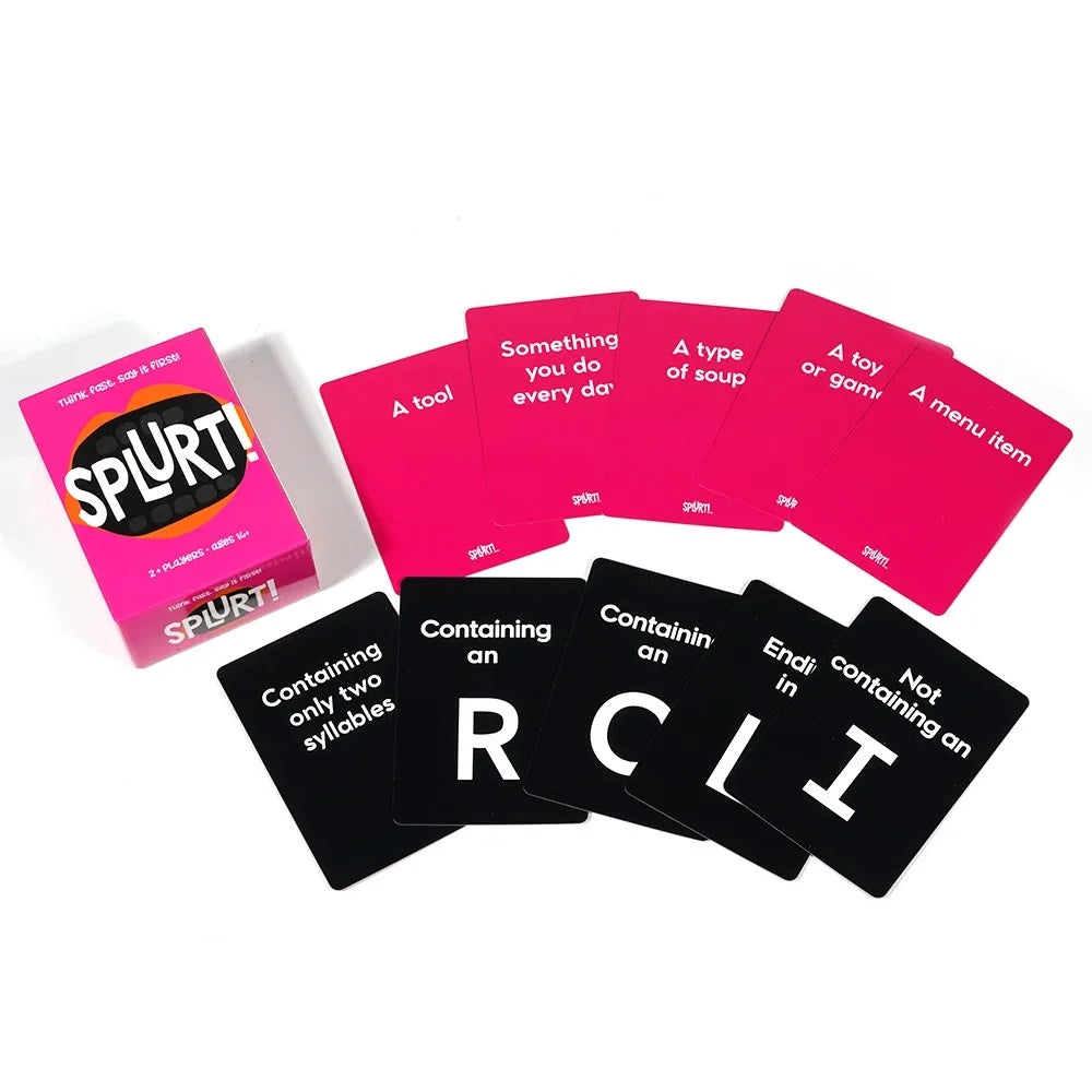 Splurt! Think Fast Say It First! Portable Party Card Travel Game Pink Board Game Birthday Gifts