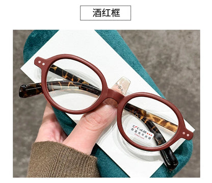 Retro Small Frame Presbyopia Glasses Oval Frame Green Tortoiseshell Reading Glasses Blue Light Blocking Eye Protection Eyewear