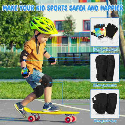 MOVTOTOP Protective Gear Set Kids Sports Protective Gears Knee Pads Elbow Pads Gloves for Cycling Skateboarding Size L/XL