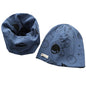 Autumn Winter Cotton Knit Children's Hat Collar 2 Set Boys and Girls Hats Set Baby Solid Color Scarf Cap two-piece