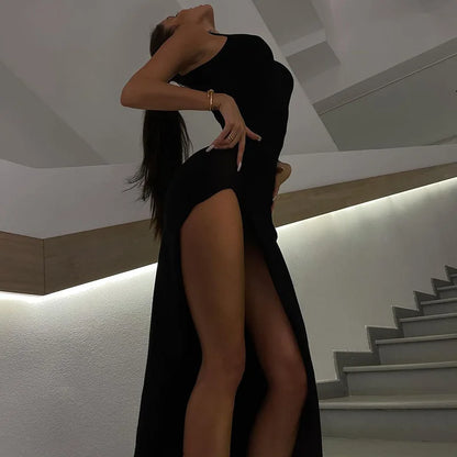 Y2k Sleeveless Orange Midi Women's Dresses Side Slit Turtleneck Setting Bodycon Sexy Party Elegant Dress 2024 Basic Vintage Robe