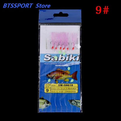 6pcs/set noctilucence Mackerel Feathers Bass Cod Sea Fishing Tackle Boat Luminous Fishing Hook Treble Fishing Lures