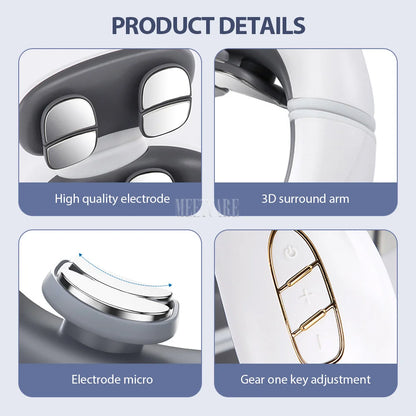 Smart Back Neck Massager TENS Pulse Shoulder Neck Massage Cervical Heating Relieve Pain Muscle Health Care