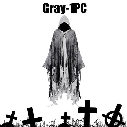 Mens Terrifying Halloween Costume Scary Hooded Cloak Horror Robe Gothic Masquerade Party Cosplay Dress Up Props Essential