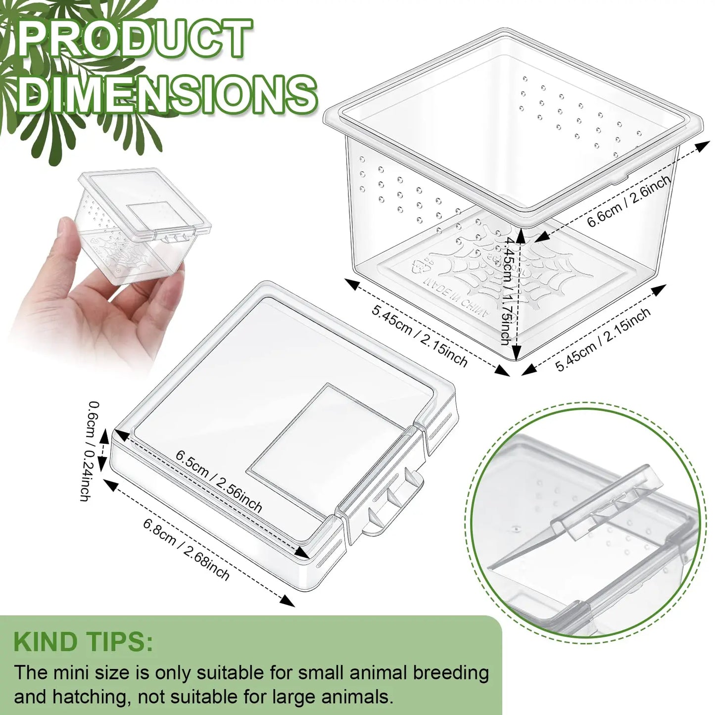 10Pcs Insect Spider Terrariums Breeding Box Hatching Container Small Reptile Scorpion Centipede Acrylic Breeding Box