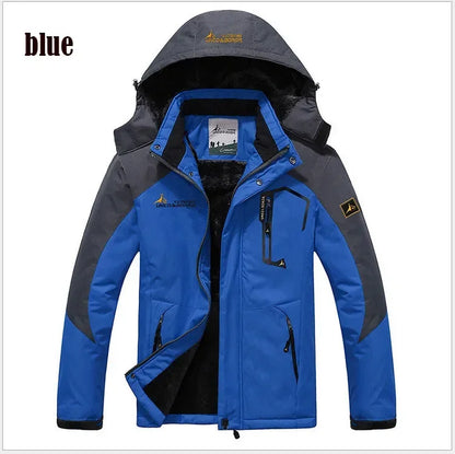 Winter Men's Parka Outdoor Lining Fleece-lined Thickened Windproof Warm Mountaineering Hooded Jacket Cold-resistant Ski Suit 6XL