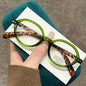 Retro Small Frame Presbyopia Glasses Oval Frame Green Tortoiseshell Reading Glasses Blue Light Blocking Eye Protection Eyewear