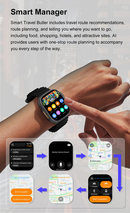 DT Ultra 3 Smartwatch Amoled Screen 4GB MP3 MP4 Player Bluetooth Network Sharing APP Store ChatGPT Smart AI Watch Men Sportwatch
