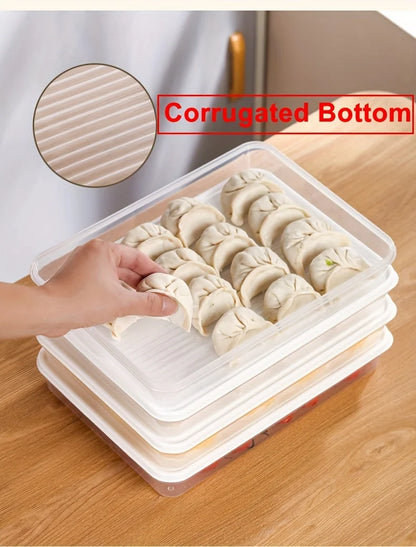 Food Storage Containers with Lids , Freezer & Microwave Safe, for Dumplings, Meats, Fruits & Vegetables Dumpling Storage Box