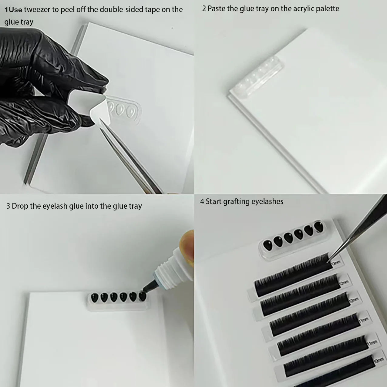 50PCS=1BOX Self Adhering Eyelash Extension Lash Glue Tray Wells Fan maker Private Label  Available